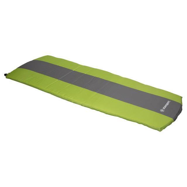Green Stansport lightweight self-inflating air mat with gray center stripe
