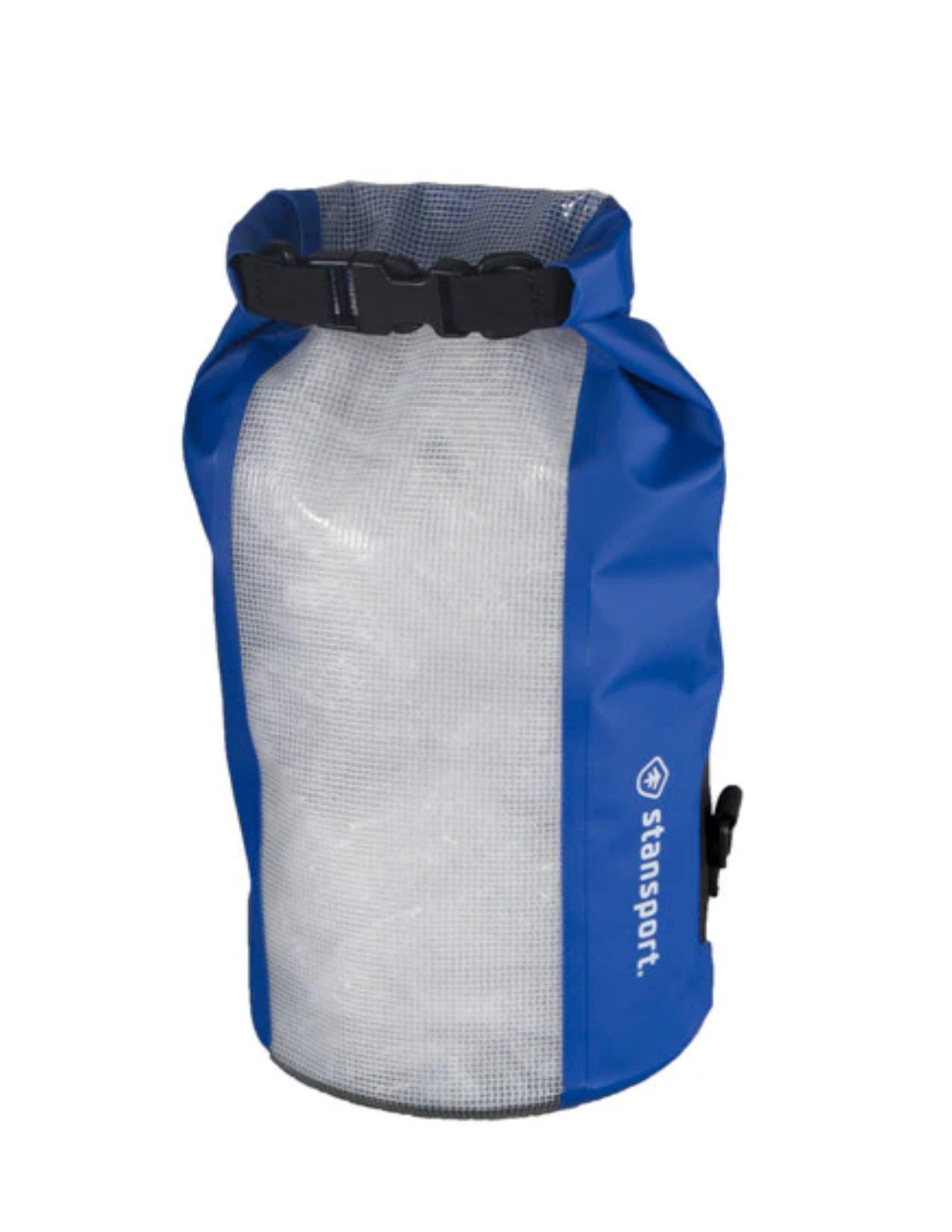 Stansport blue waterproof dry bag 10 liter with mesh panel and buckle closure