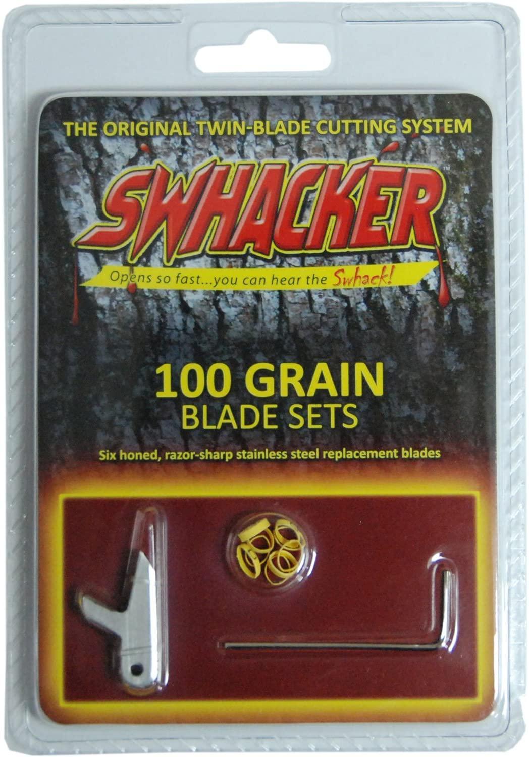 Swhacker 100 grain blade sets package with stainless steel archery replacement blades and tools