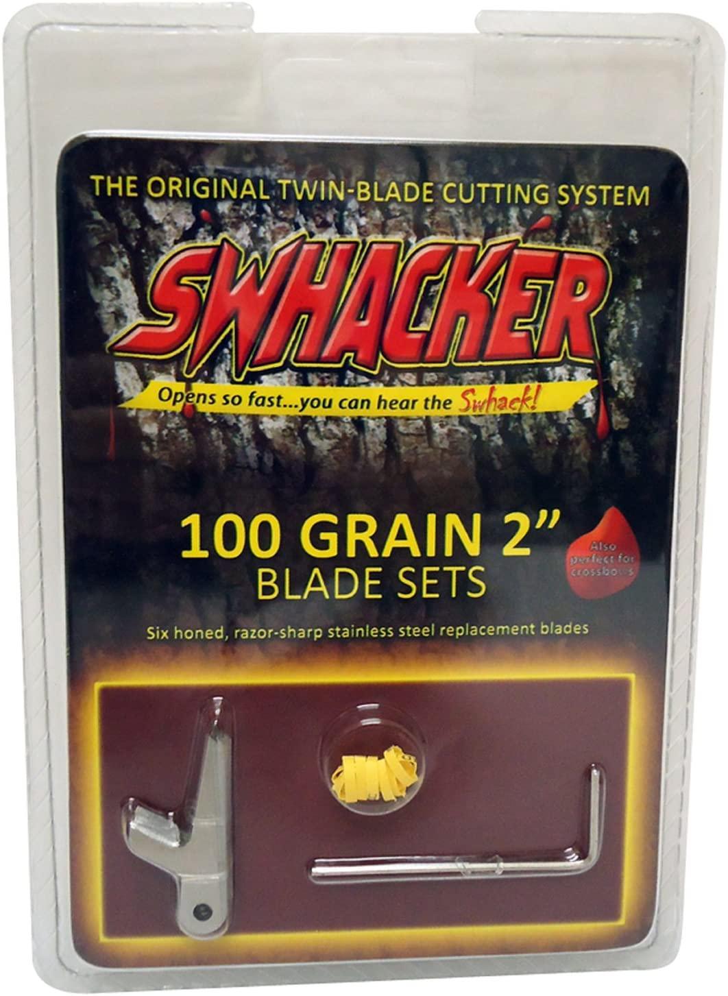 Swhacker 100 grain 2 inch archery replacement blade set pack in retail packaging