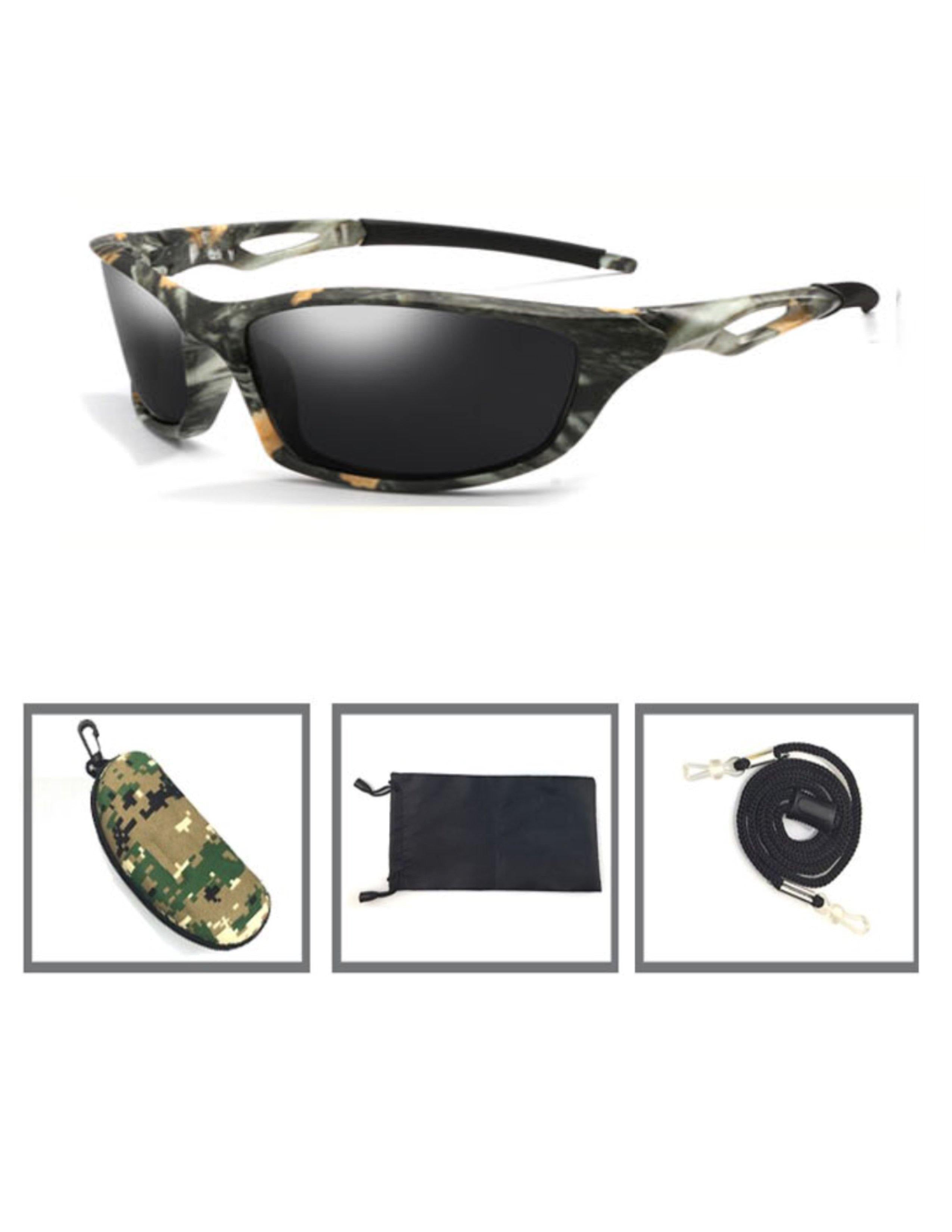 Tactical Men's/Women's Camouflage Polarized Sunglasses And Case UV400 (BLACK LENS) - Leapfrog Outdoor Sports and Apparel