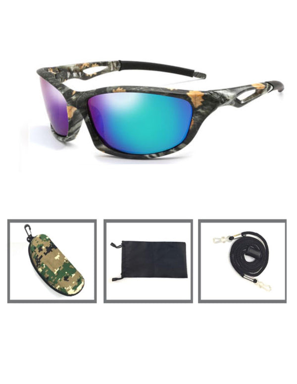 Tactical Men's/Women's Camouflage Polarized Sunglasses And Case UV400 (GREEN LENS) - Leapfrog Outdoor Sports and Apparel