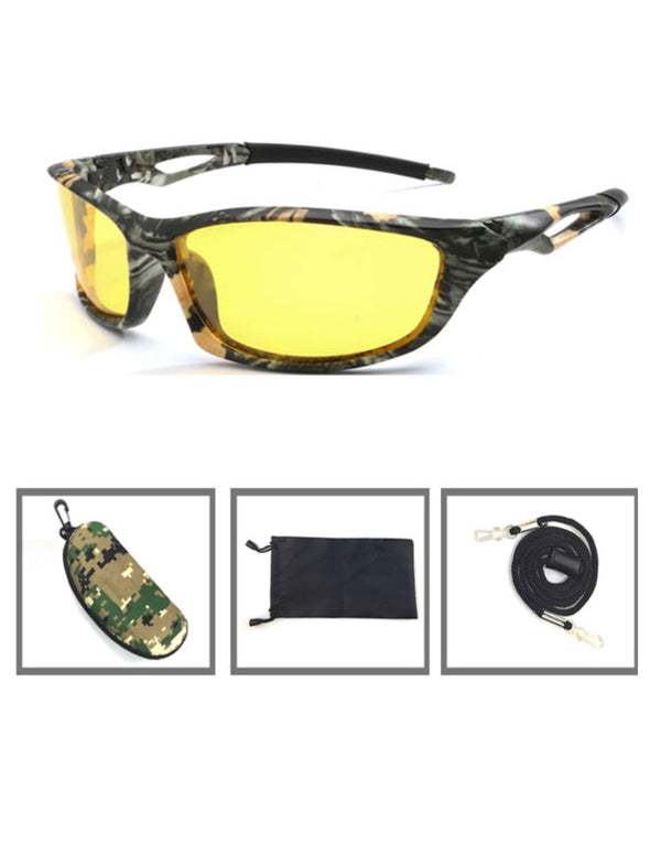 Tactical Men's/Women's Camouflage Polarized Sunglasses And Case UV400 (YELLOW LENS) - Leapfrog Outdoor Sports and Apparel