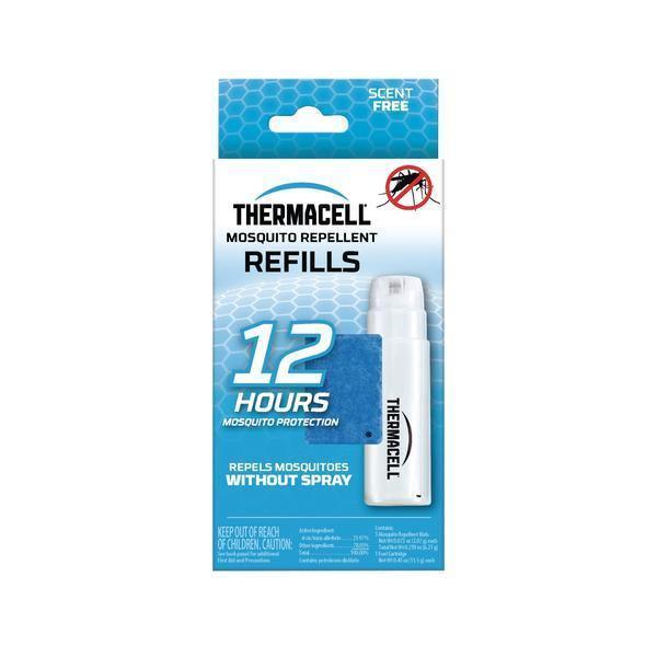 Thermacell mosquito repellent refills 12 hour pack, scent-free, blue and white packaging