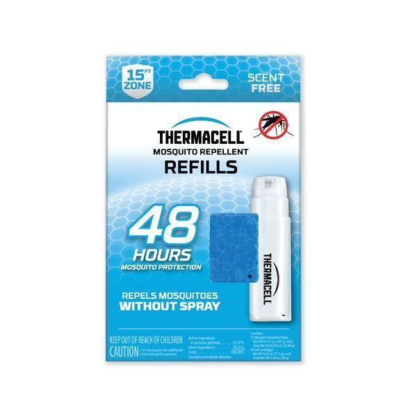 Thermacell mosquito repellent refills package, 48-hour scent-free protection, 15ft zone