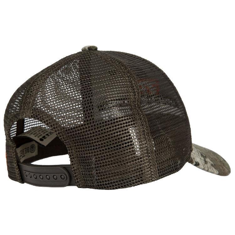 Back view of Tikka trucker hat with mesh panel and adjustable strap, True Timber Strata camo