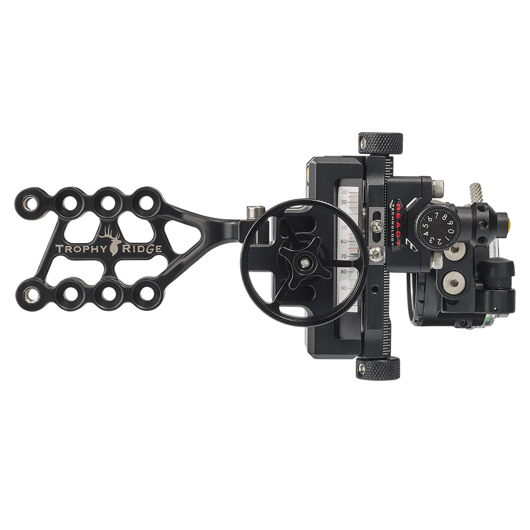 Trophy Ridge Digital React One Pin bow sight for archery, black, with adjustment dials