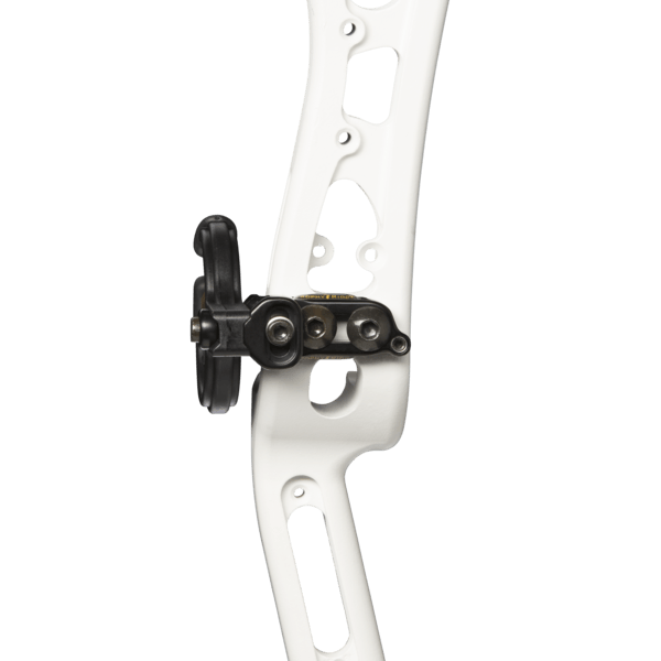 Trophy Ridge Whisker Biscuit Kill Shot arrow rest mounted on a white compound bow