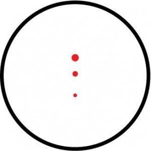 Truglo archery red dot crossbow sight reticle with three red dots in a black circle