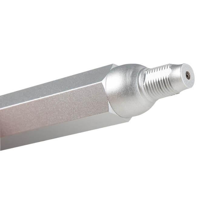 Umarex 2x12 gram CO2 adapter for air rifles, silver metal with threaded end, close-up.