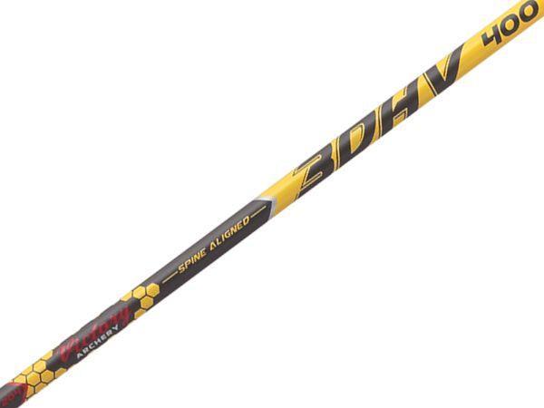 Victory Archery 3DHV 400 target arrow shaft with yellow and black design
