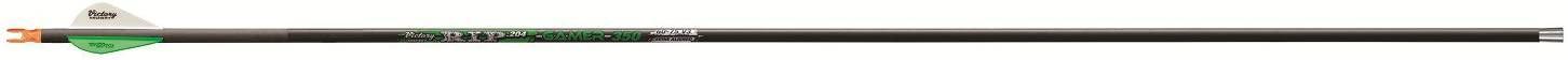 Victory Archery RIP 204 carbon arrow with green and white fletching on white background