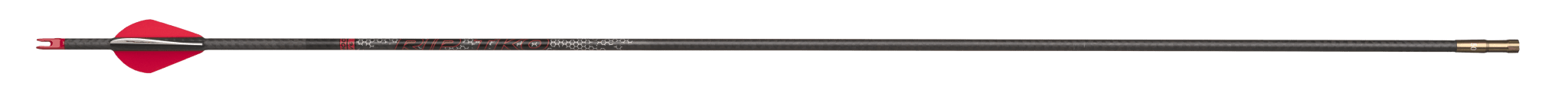 Victory Archery RIP TKO carbon arrow with red fletching and brass insert