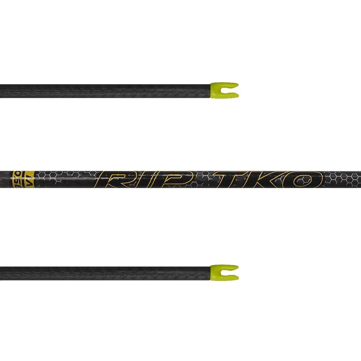 Victory Archery RIP TKO hunting arrow shaft with yellow nock and honeycomb design