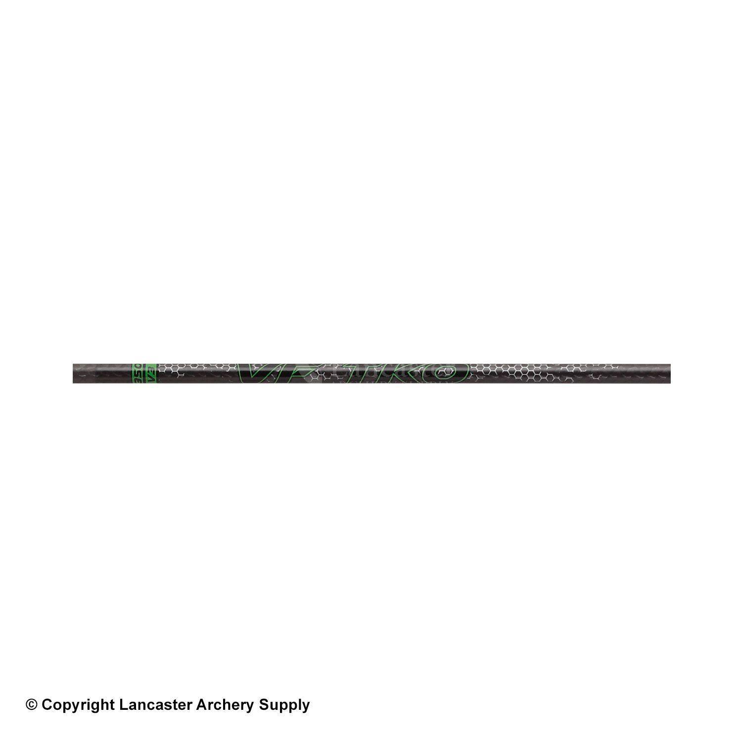 Victory Archery VF TKO carbon hunting arrow with green and white graphics on white background