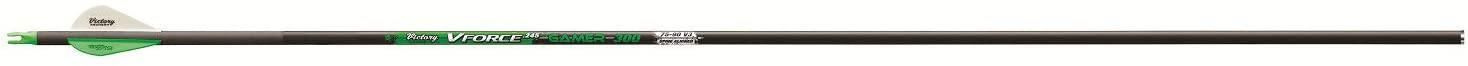 Victory Archery VForce Gamer 245 carbon arrow with green and white vanes