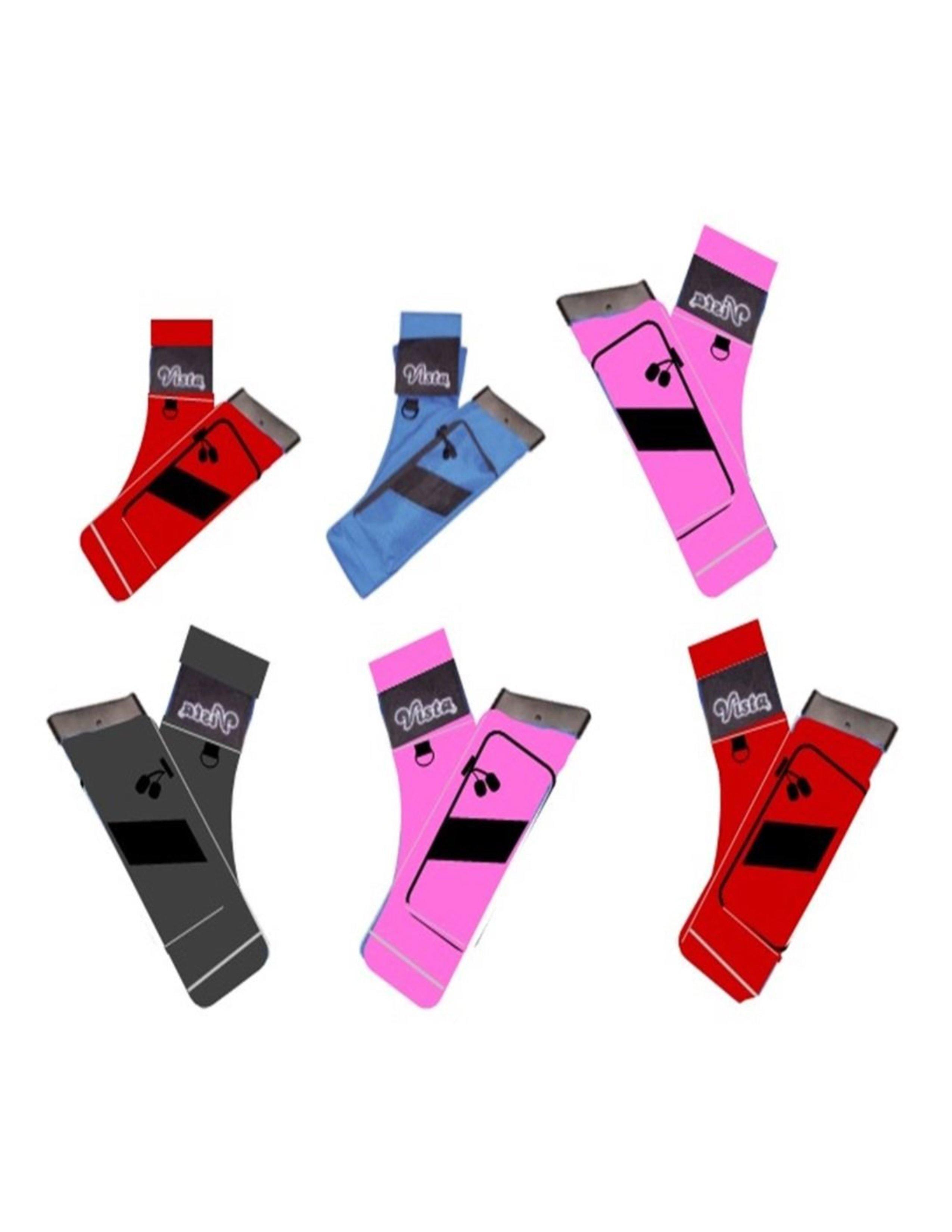 Vista Archery Amigo 17 side quiver in red, blue, pink, and black colors on white background