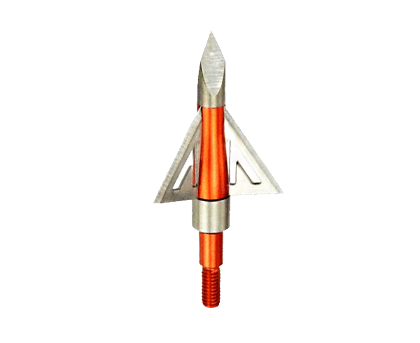 Wasp Archery Havalon HV Broadhead with orange shaft and silver blades on white background