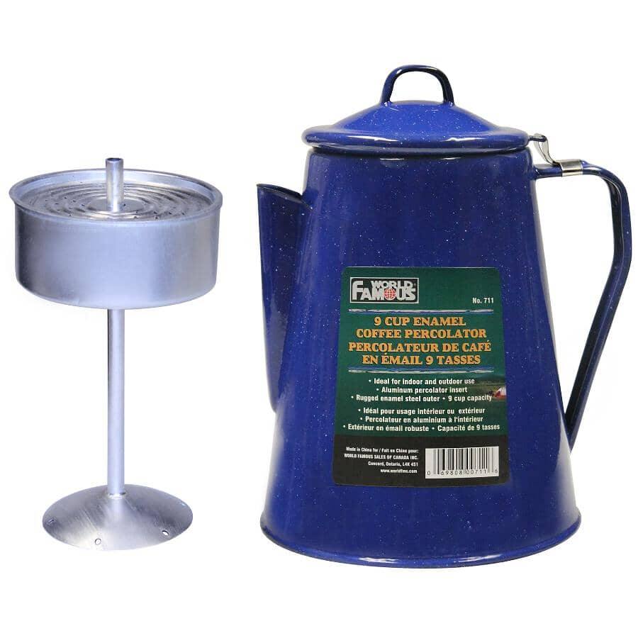 World Famous 9 Cup Enamel Coffee Percolator - Blue - Leapfrog Outdoor Sports and Apparel