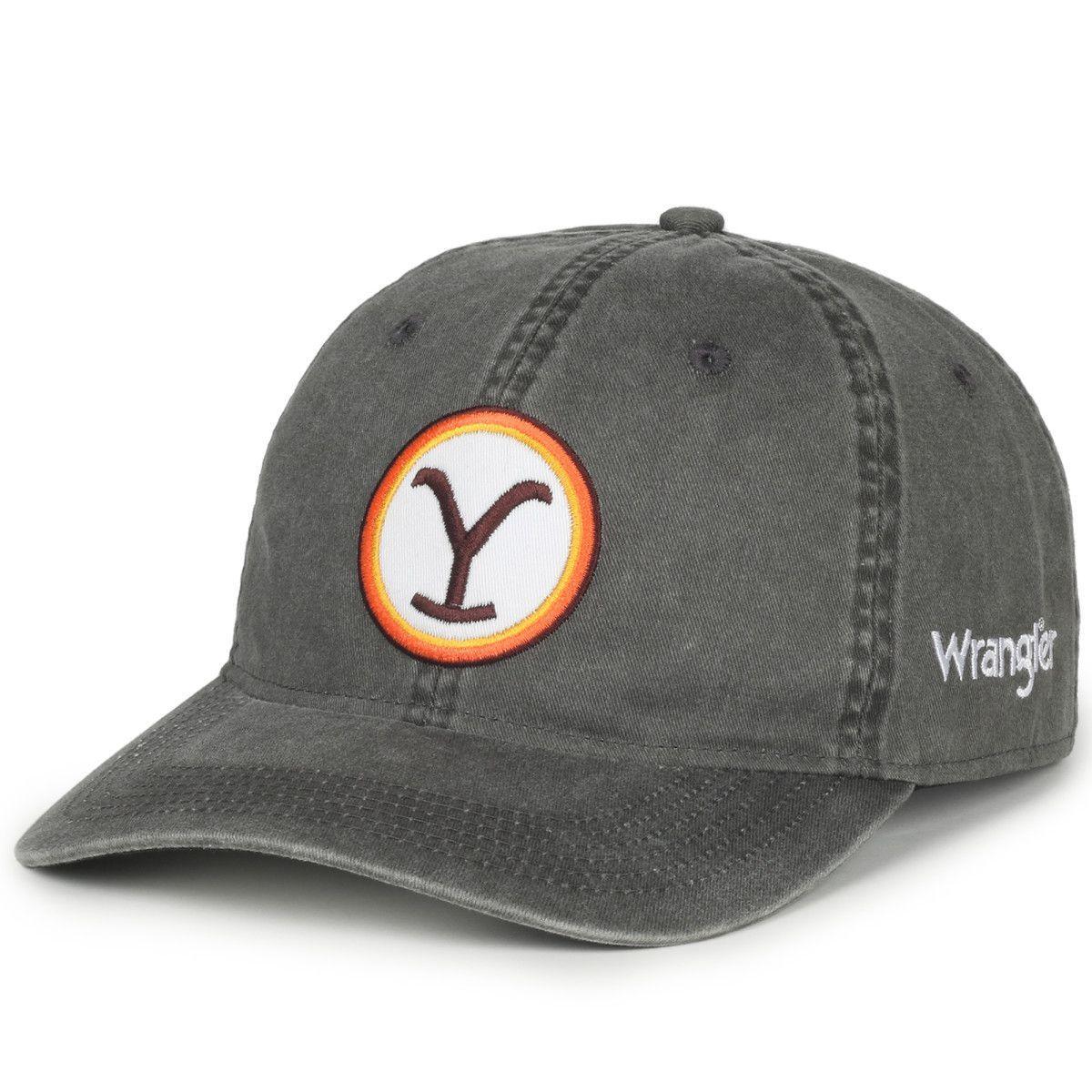 Wrangler x Yellowstone logo cap in dark gray with embroidered patch and stitched branding