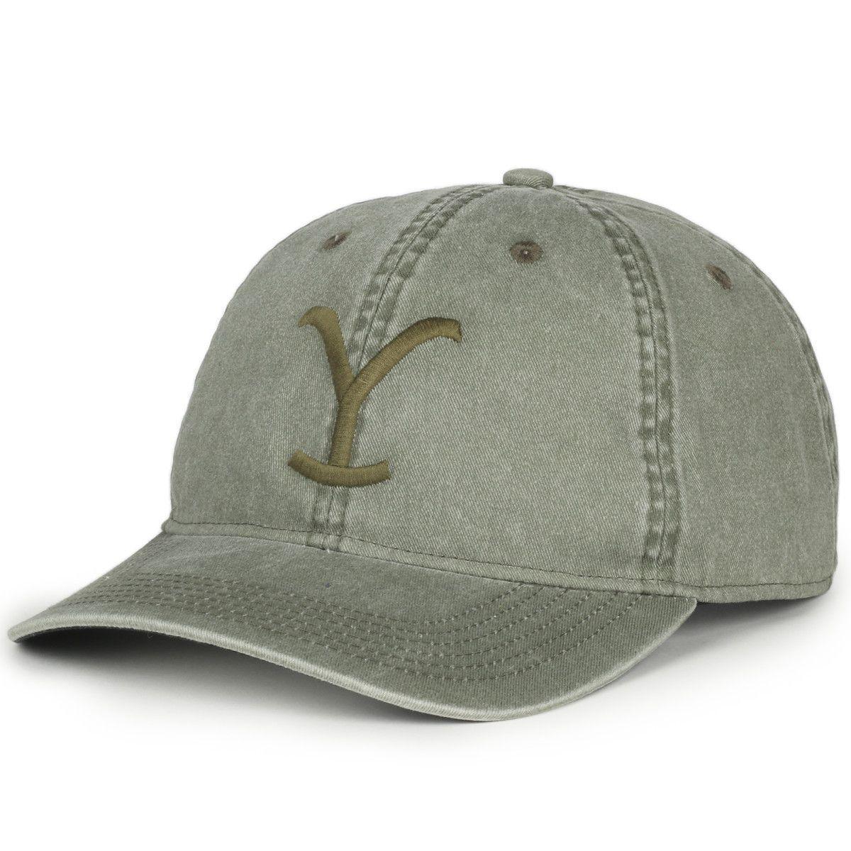 Olive Wrangler x Yellowstone stitched cap with curved brim and Y logo on front