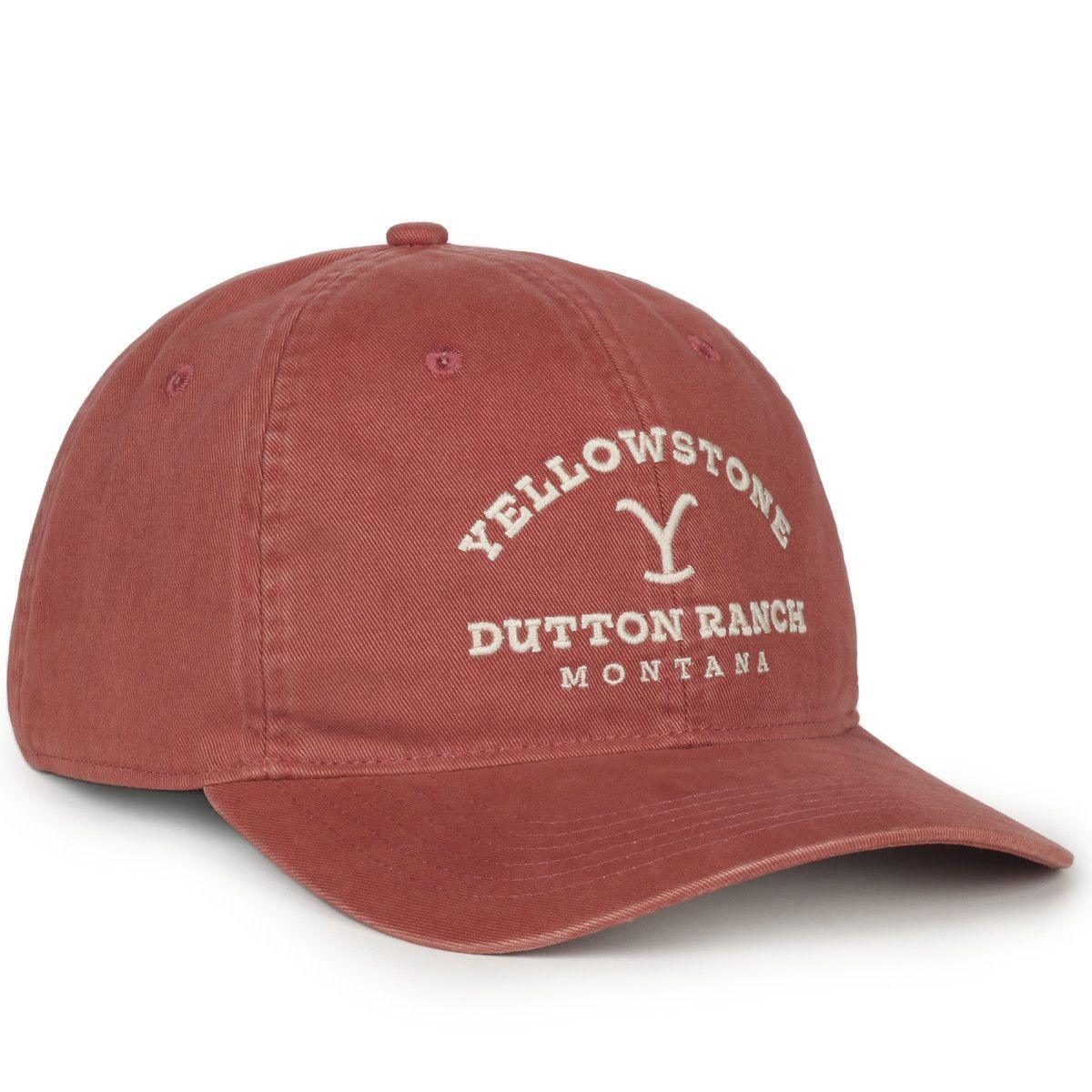 Wrangler Yellowstone Dutton Ranch Montana logo cap, red cotton baseball hat