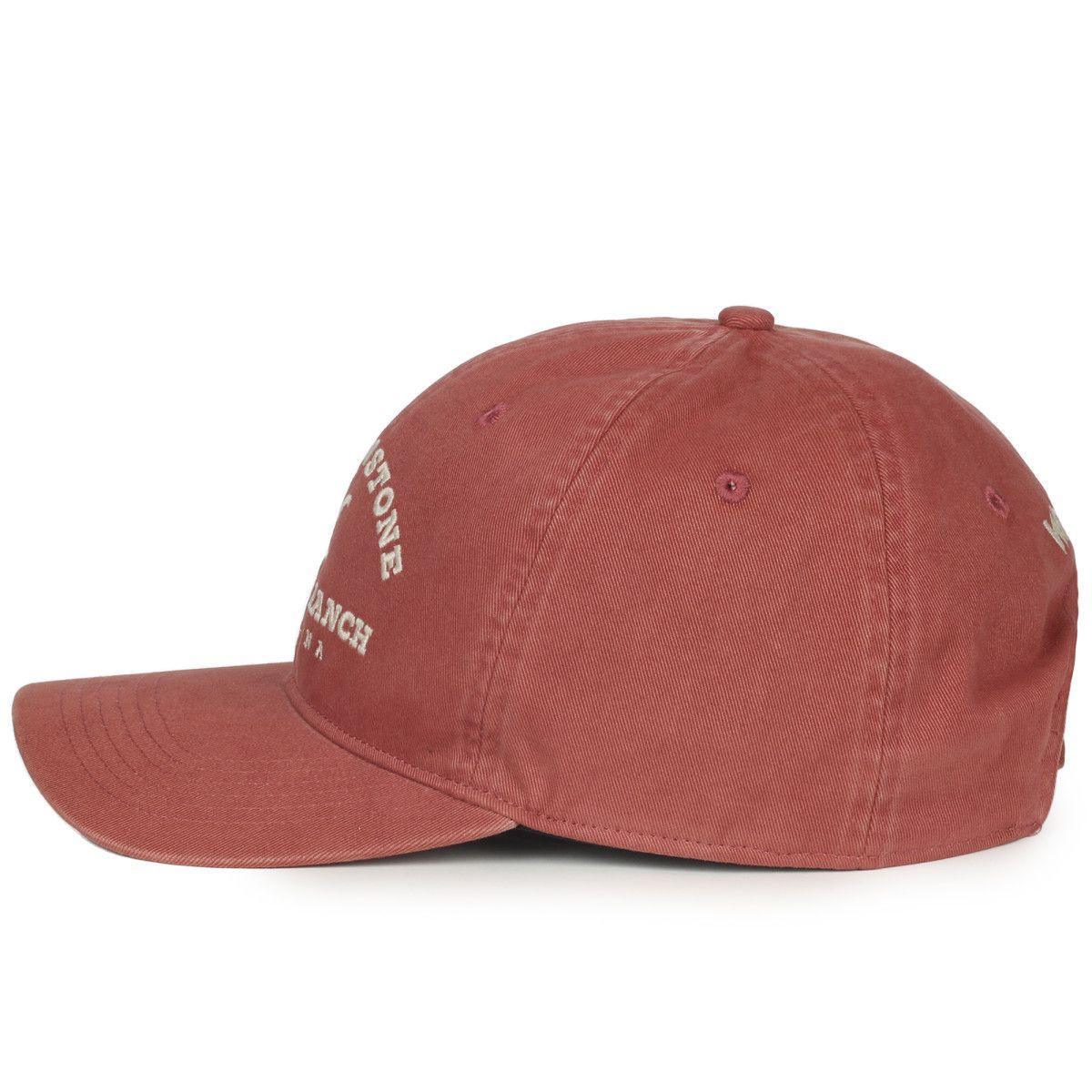 Wrangler Yellowstone Dutton Ranch Montana logo cap in faded red with curved brim