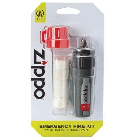 Zippo Emergency Fire Kit in retail packaging, water-resistant fire starting kit