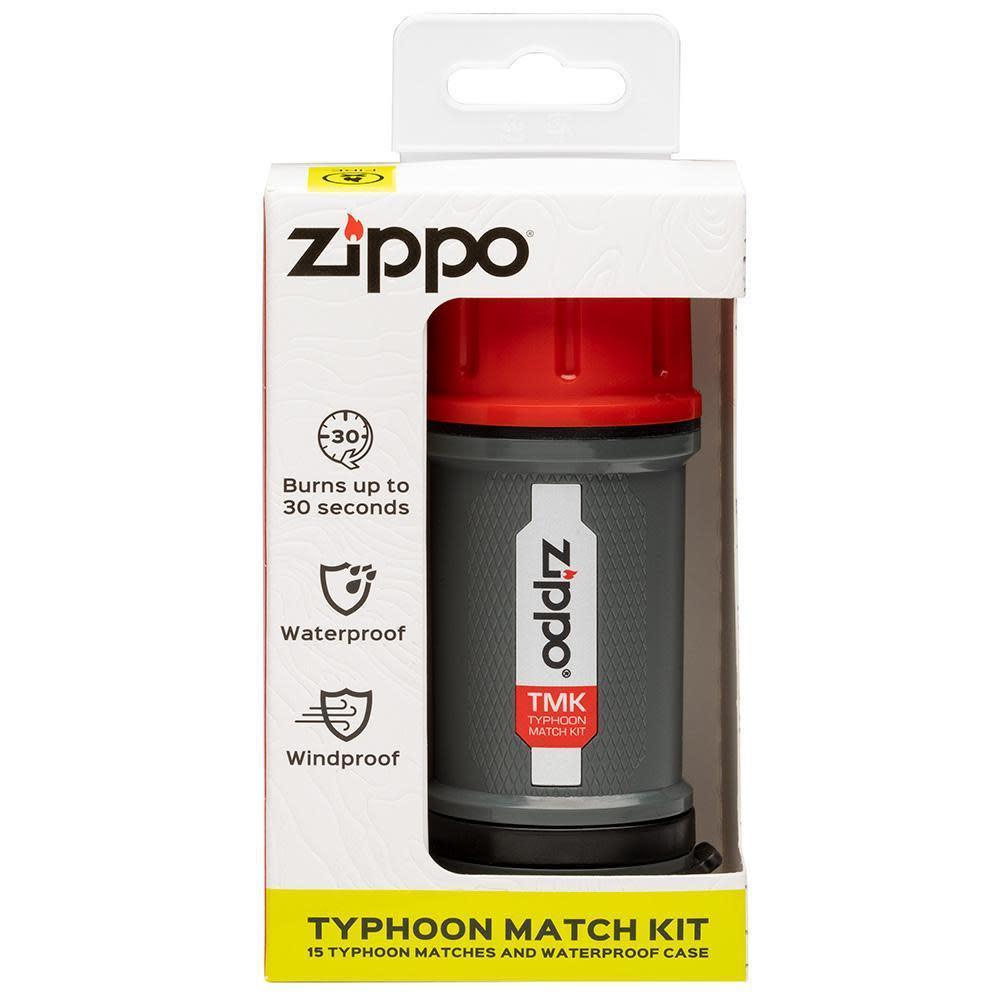 Zippo Typhoon Match Kit in retail packaging, waterproof windproof outdoor matches.